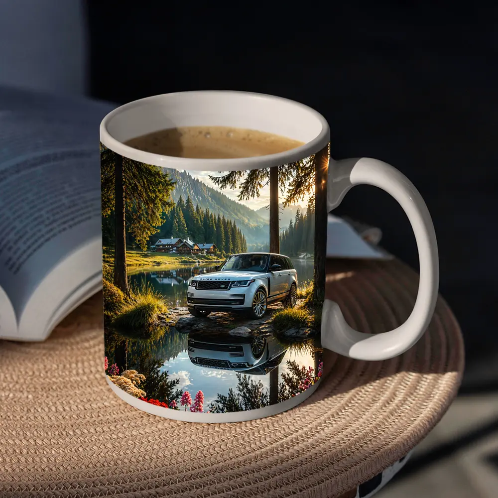 Range Rover By Mountain Lake Forest – Mugs