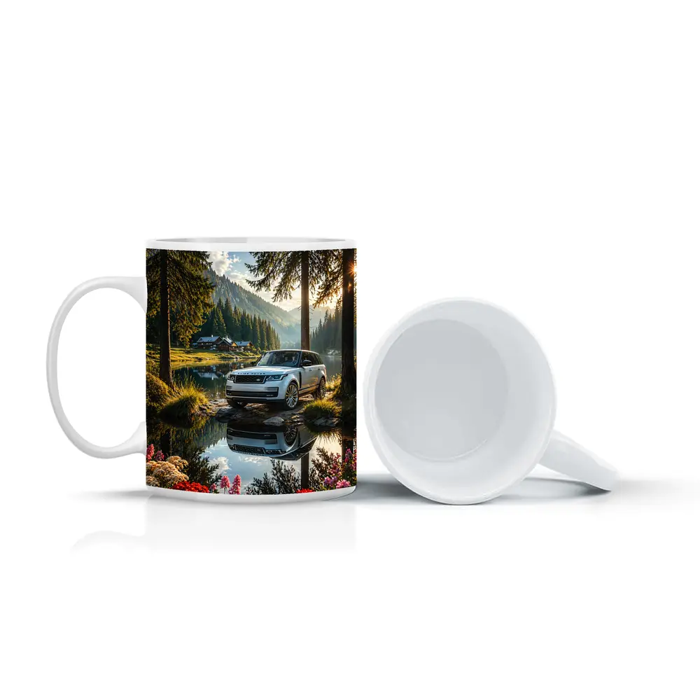Range Rover By Mountain Lake Forest – Mugs