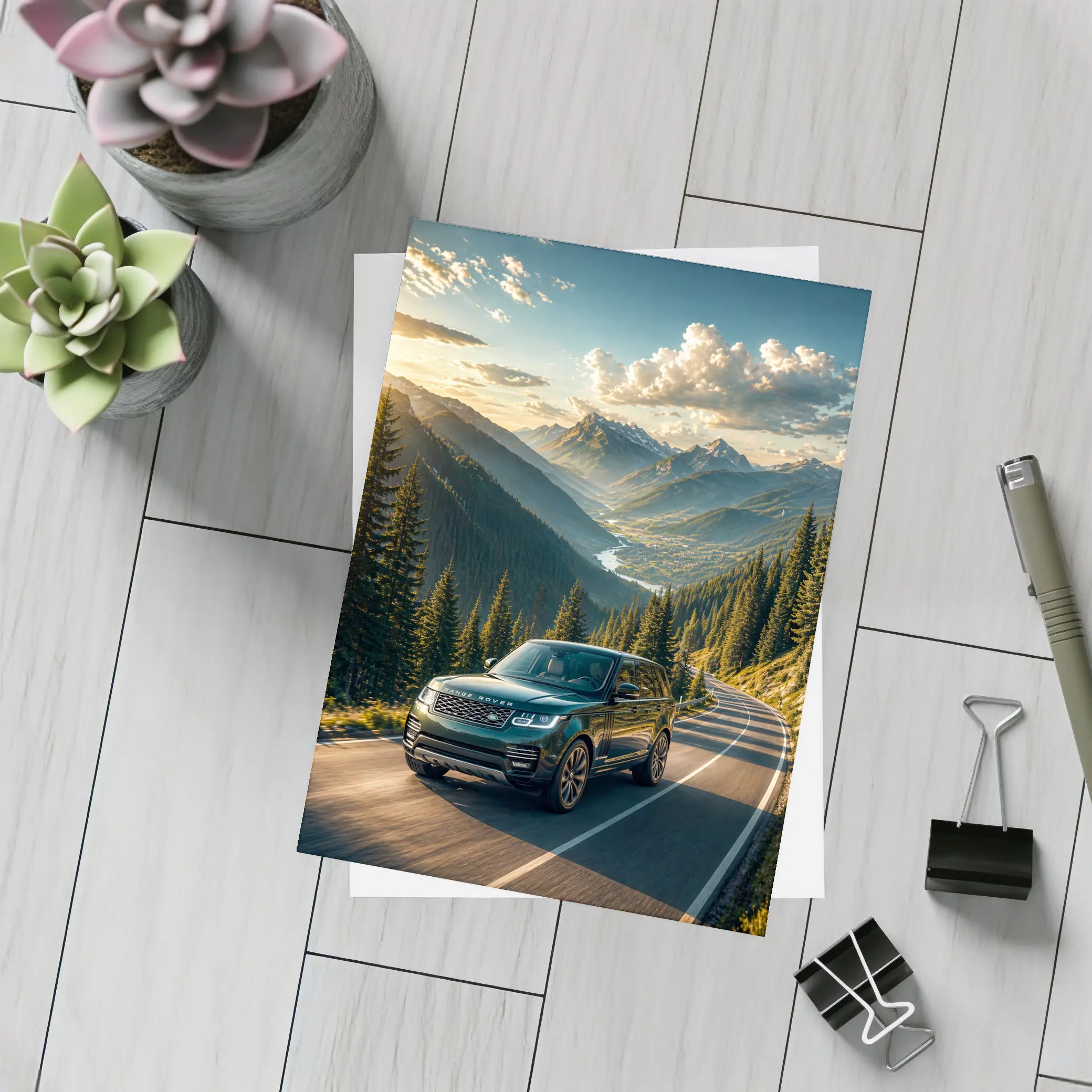 Range Rover SUV Mountain Road Sunset Drive – Postcards