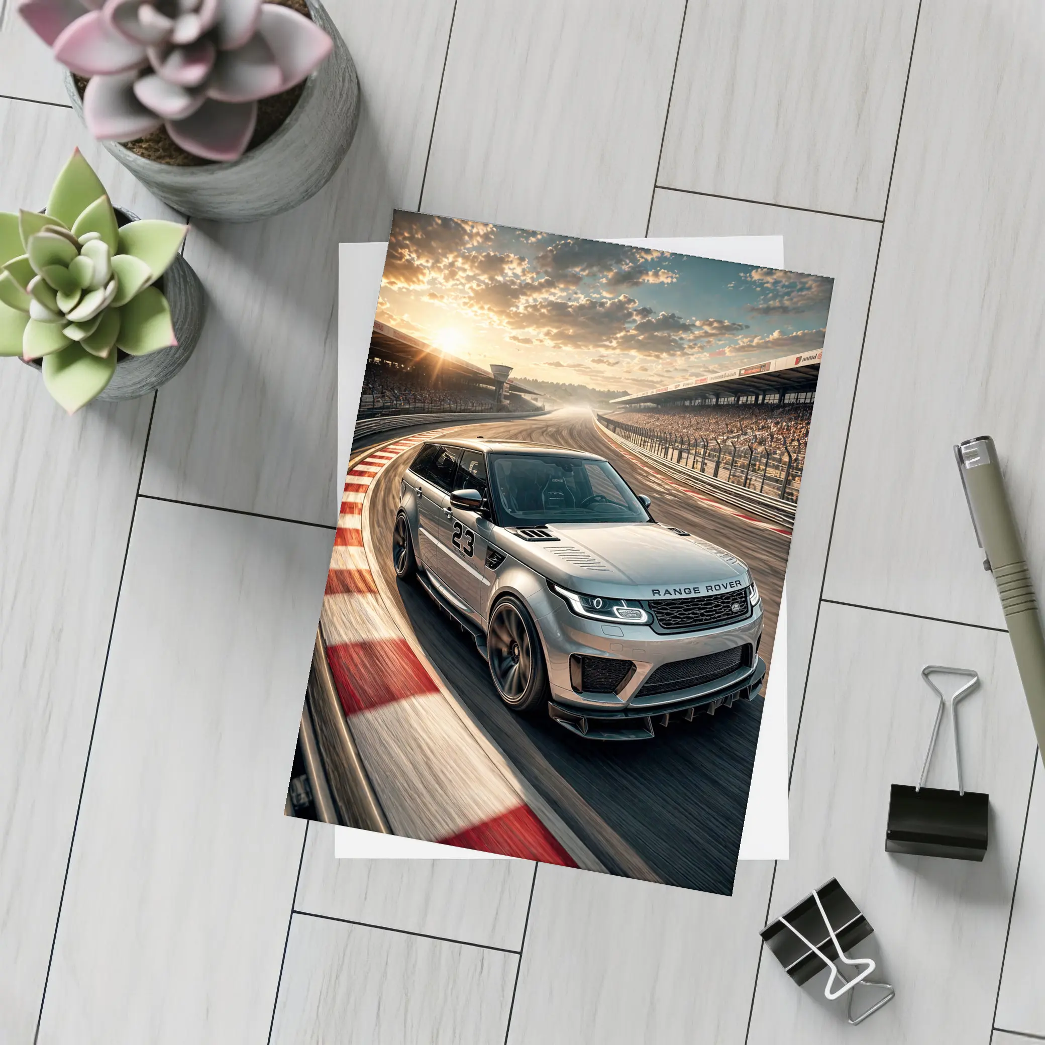 Range Rover Sport Racing on Sunset Track – Postcards
