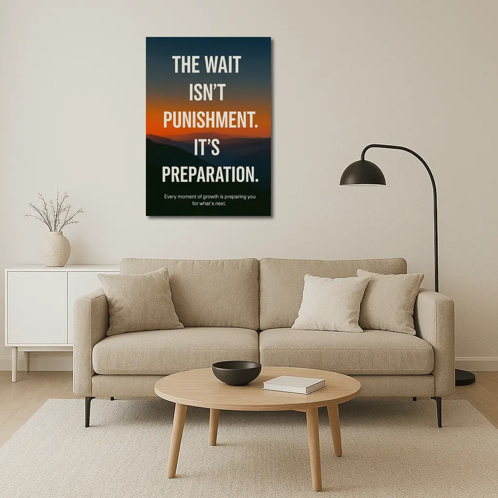 The Wait Is Preparation Sunset Mountain Quote – Wall Art