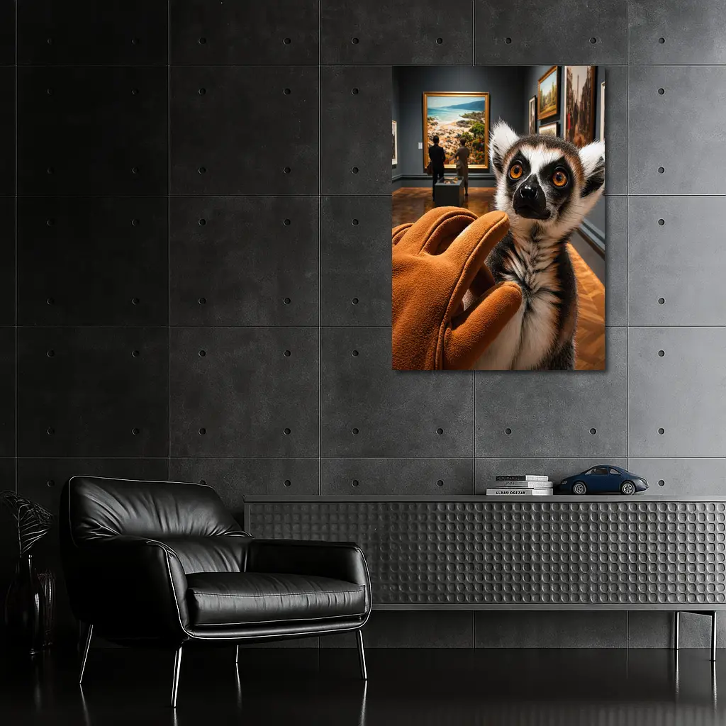 Ring Tailed Lemur Inside Art Museum Gallery – Wall Art