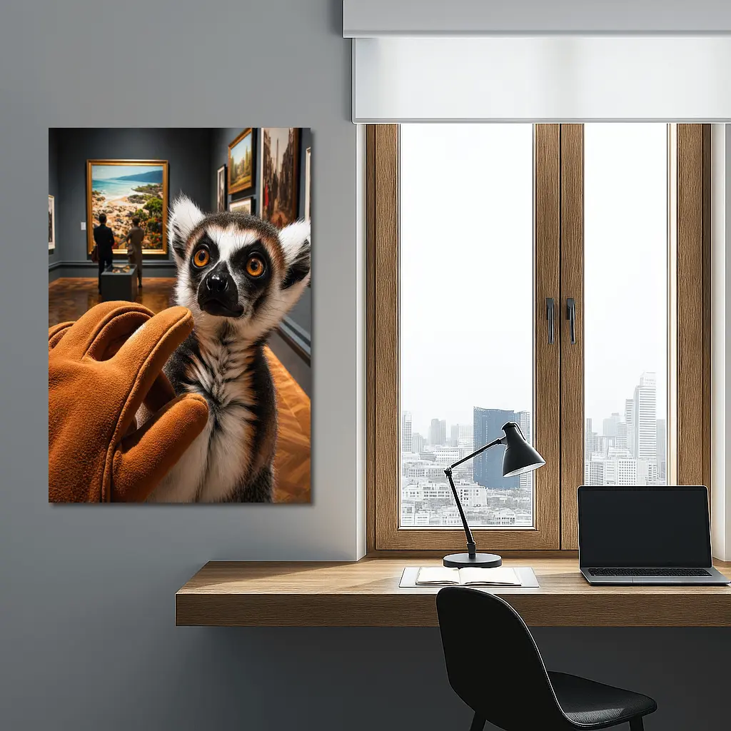 Ring Tailed Lemur Inside Art Museum Gallery – Wall Art