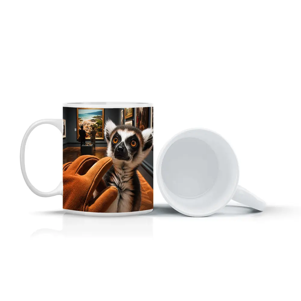Ring Tailed Lemur Inside Art Museum Gallery – Mugs