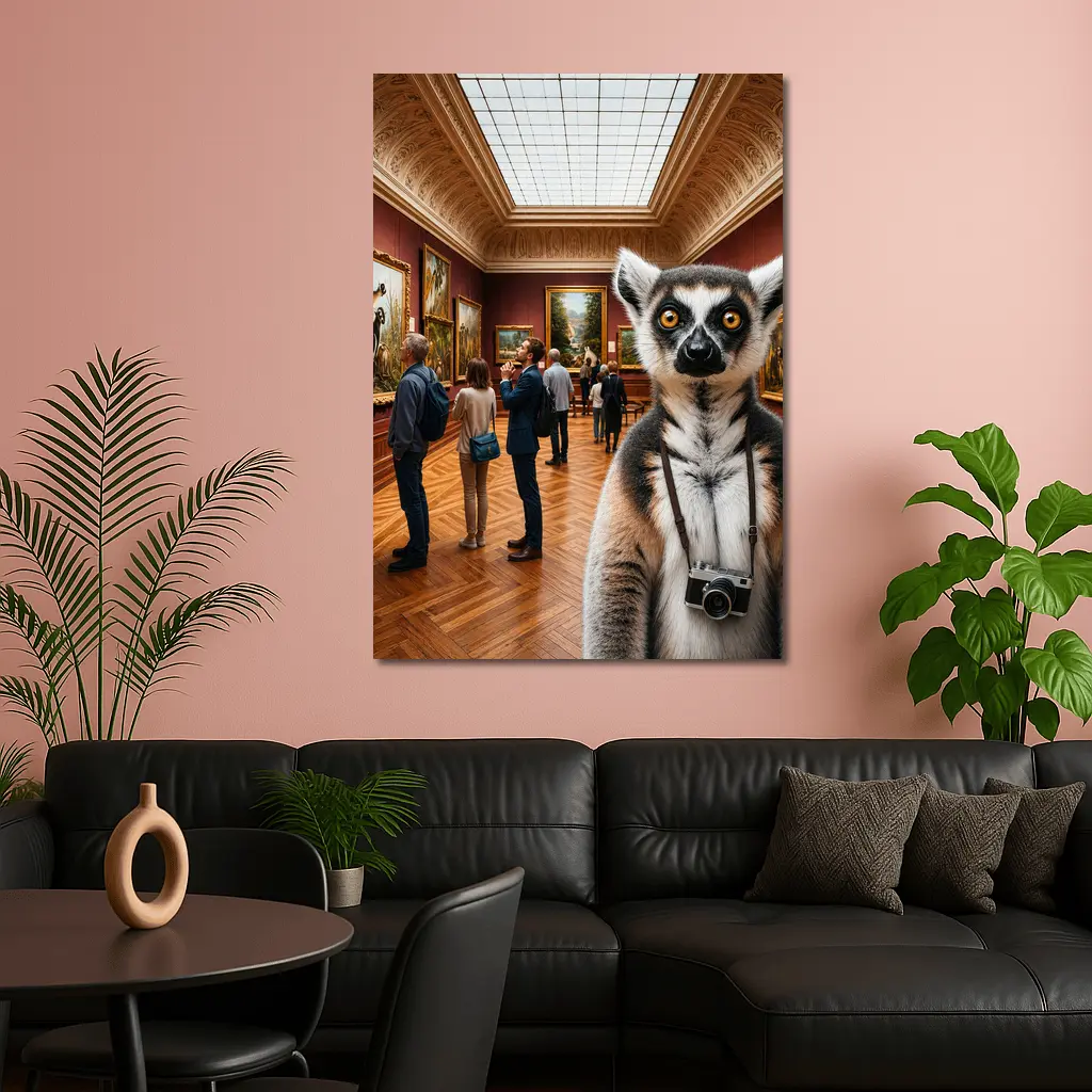 Ring Tailed Lemur Tourist Inside Art Museum – Wall Art
