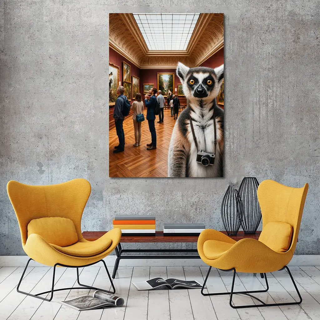 Ring Tailed Lemur Tourist Inside Art Museum – Wall Art