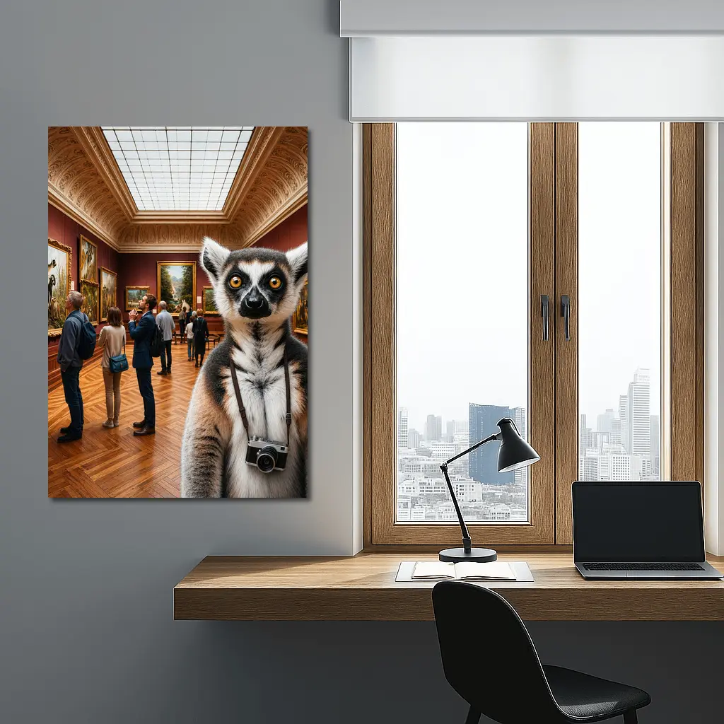 Ring Tailed Lemur Tourist Inside Art Museum – Wall Art