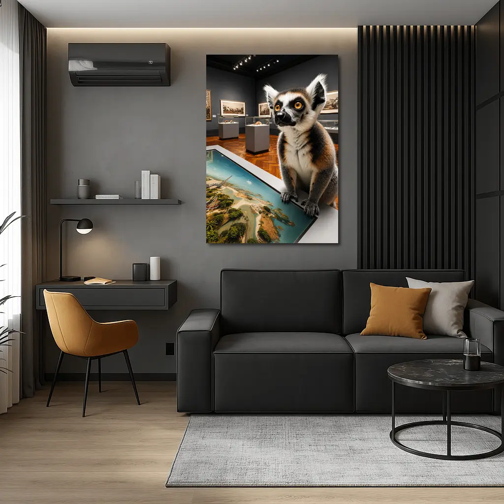 Ring Tailed Lemur Inside Art Museum Gallery – Wall Art