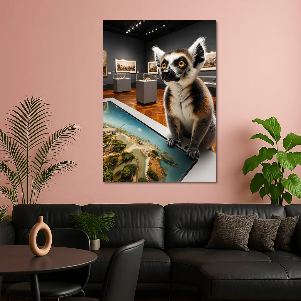 Ring Tailed Lemur Inside Art Museum Gallery – Wall Art