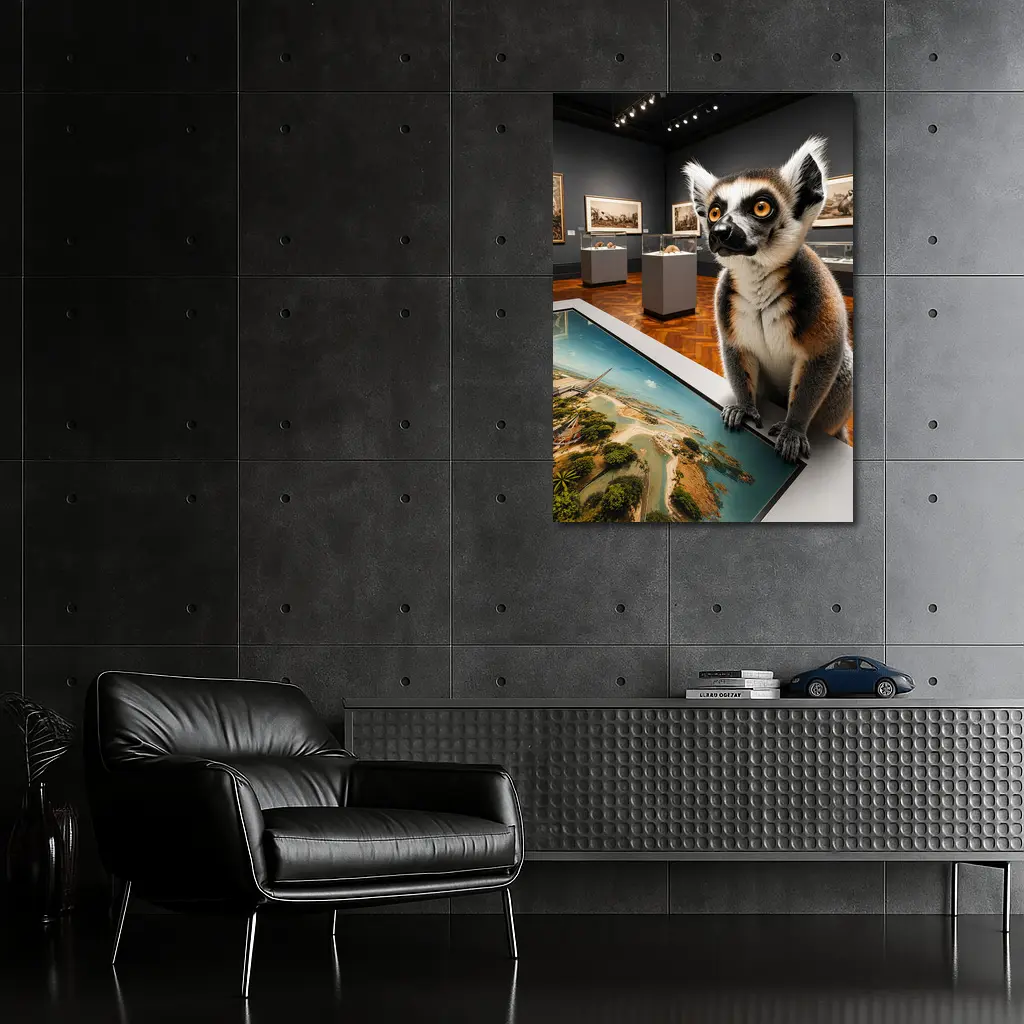 Ring Tailed Lemur Inside Art Museum Gallery – Wall Art
