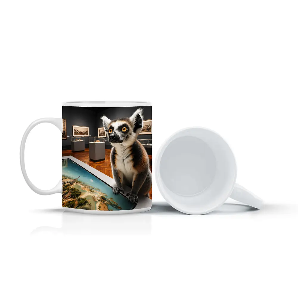 Ring Tailed Lemur Inside Art Museum Gallery – Mugs