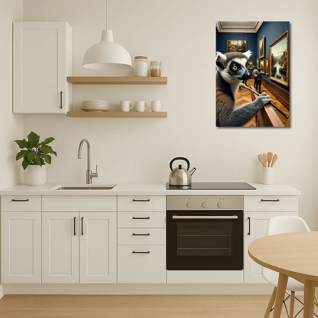 Ring Tailed Lemur Artist Inside Art Museum – Wall Art