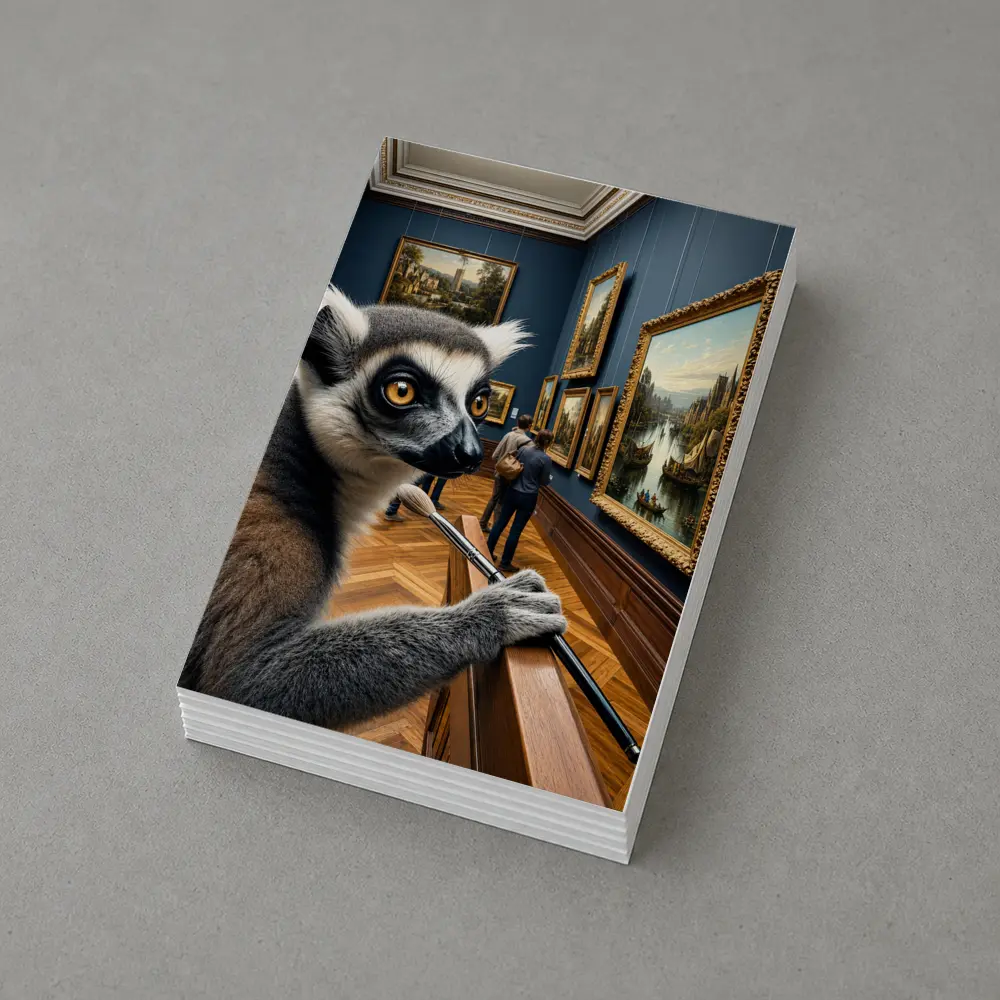 Ring Tailed Lemur Artist Inside Art Museum – Postcards