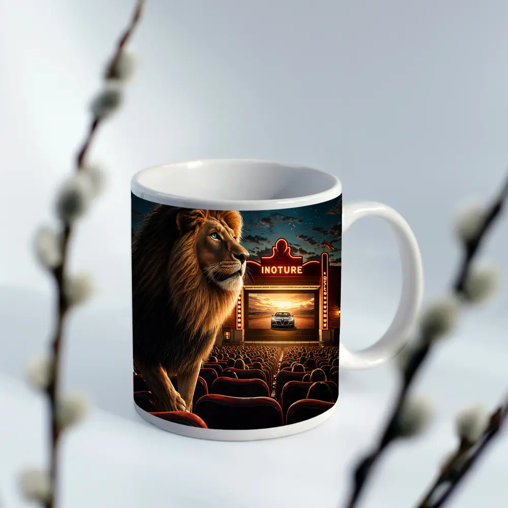 Lion at Cinema Movie Theater Night Scene – Mugs