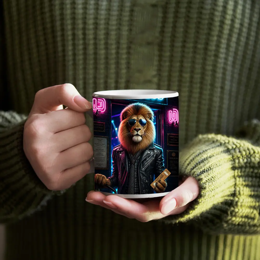 Cool Lion Bouncer Neon Music Club – Mugs
