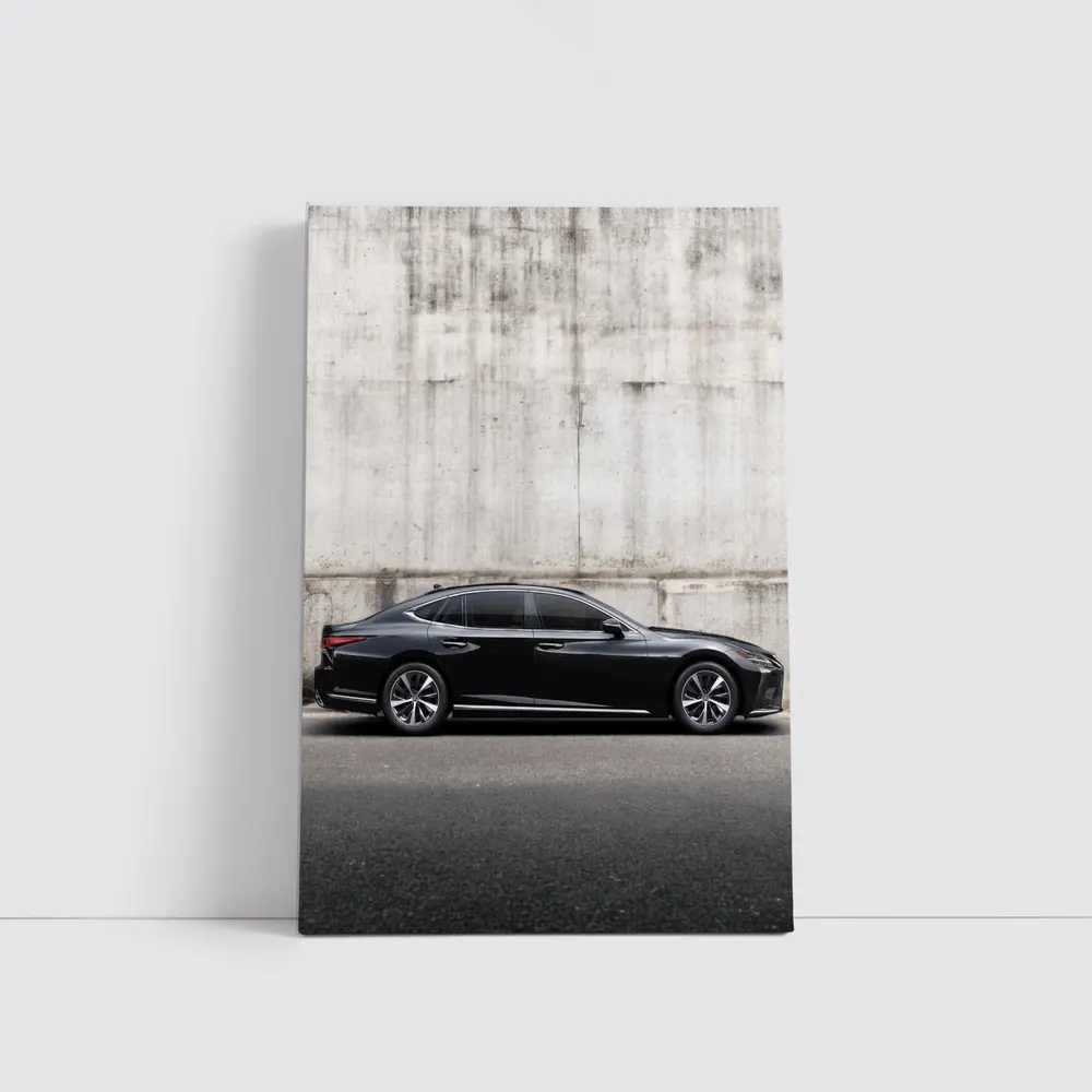 Lexus LS Black Sedan Concrete Wall Background – Wall Art