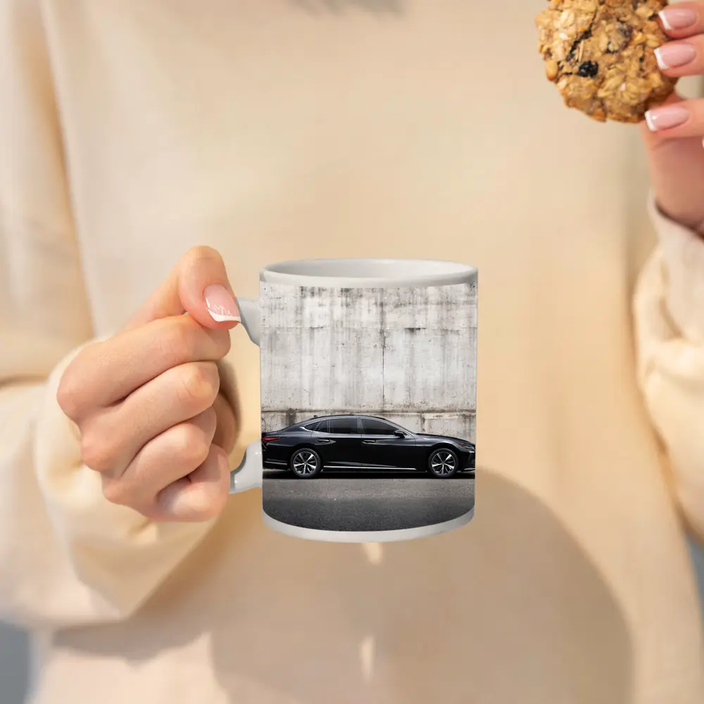 Lexus LS Black Sedan Concrete Wall Background – Mugs