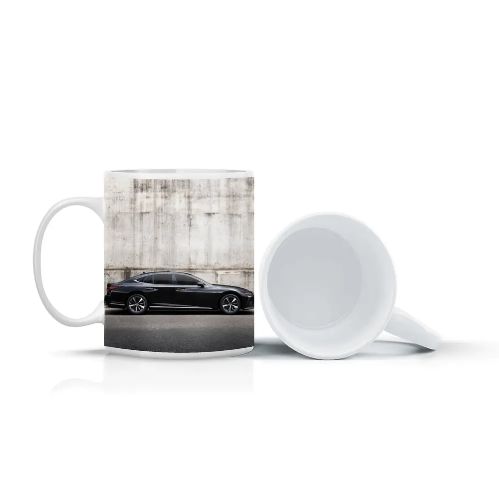 Lexus LS Black Sedan Concrete Wall Background – Mugs