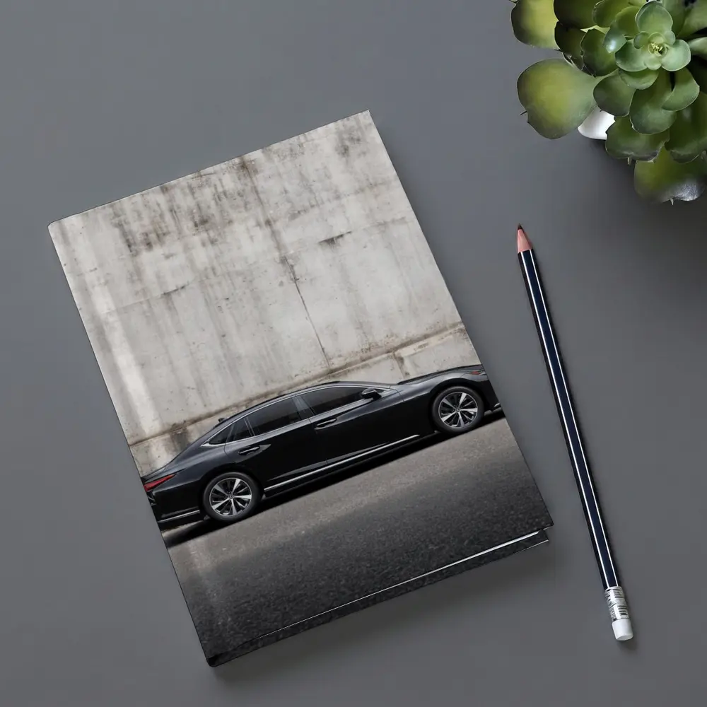 Lexus LS Black Sedan Concrete Wall Background – Notebooks