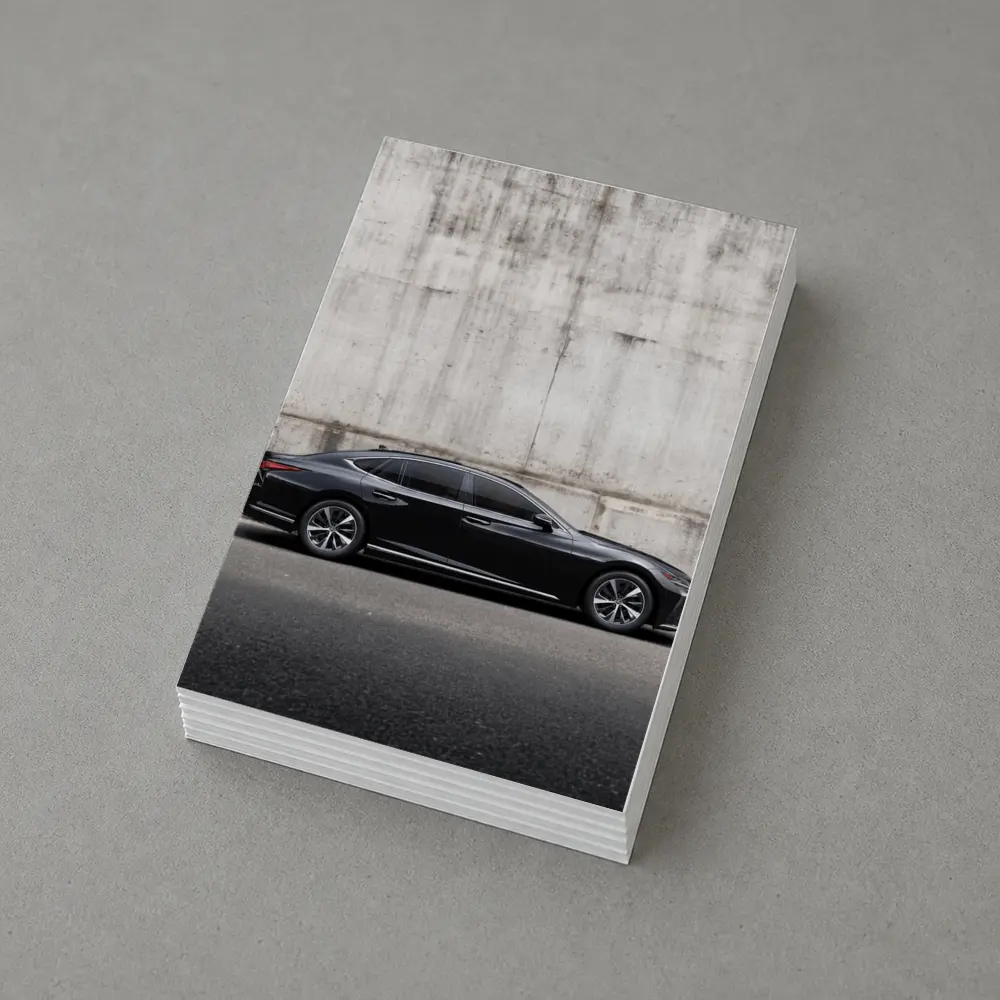 Lexus LS Black Sedan Concrete Wall Background – Postcards