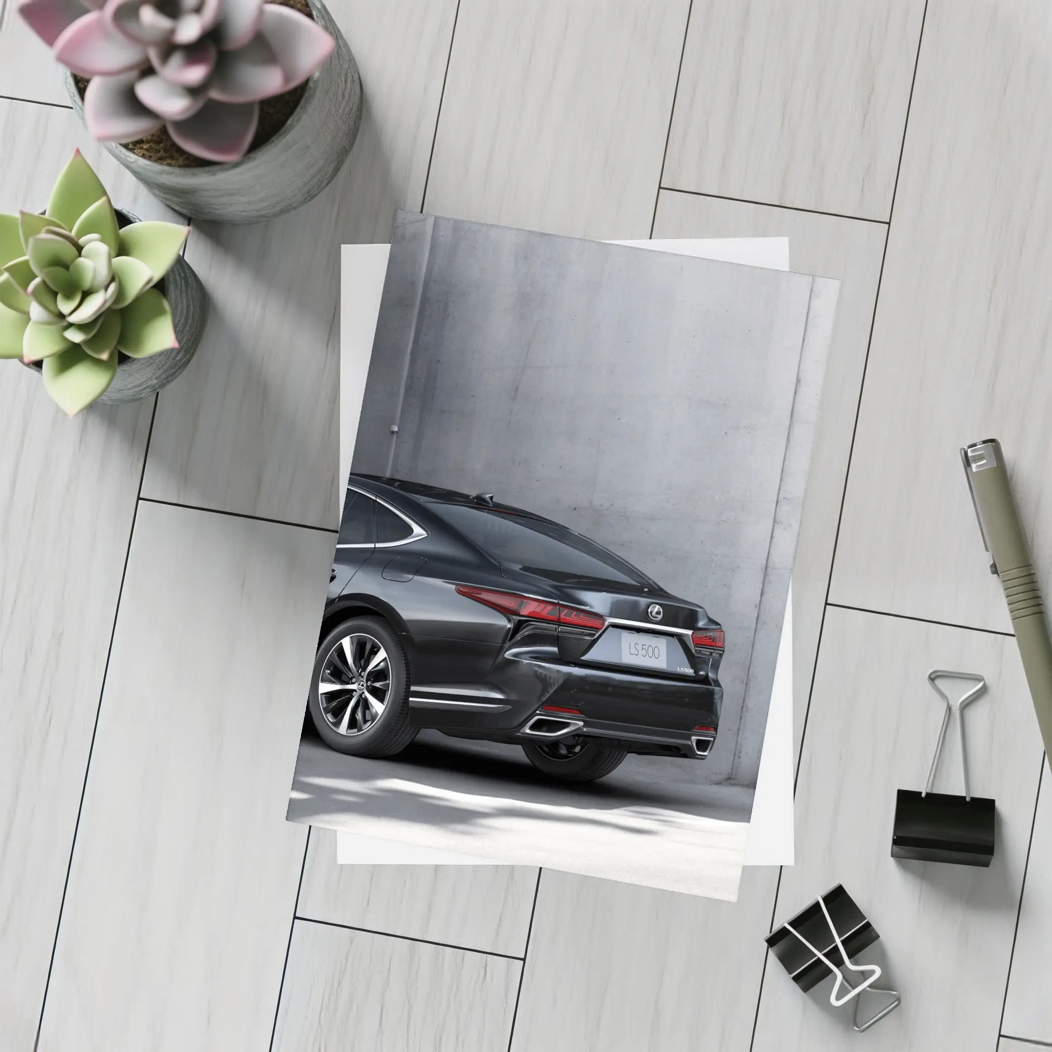 Lexus LS Five Hundred Black Concrete Wall – Postcards