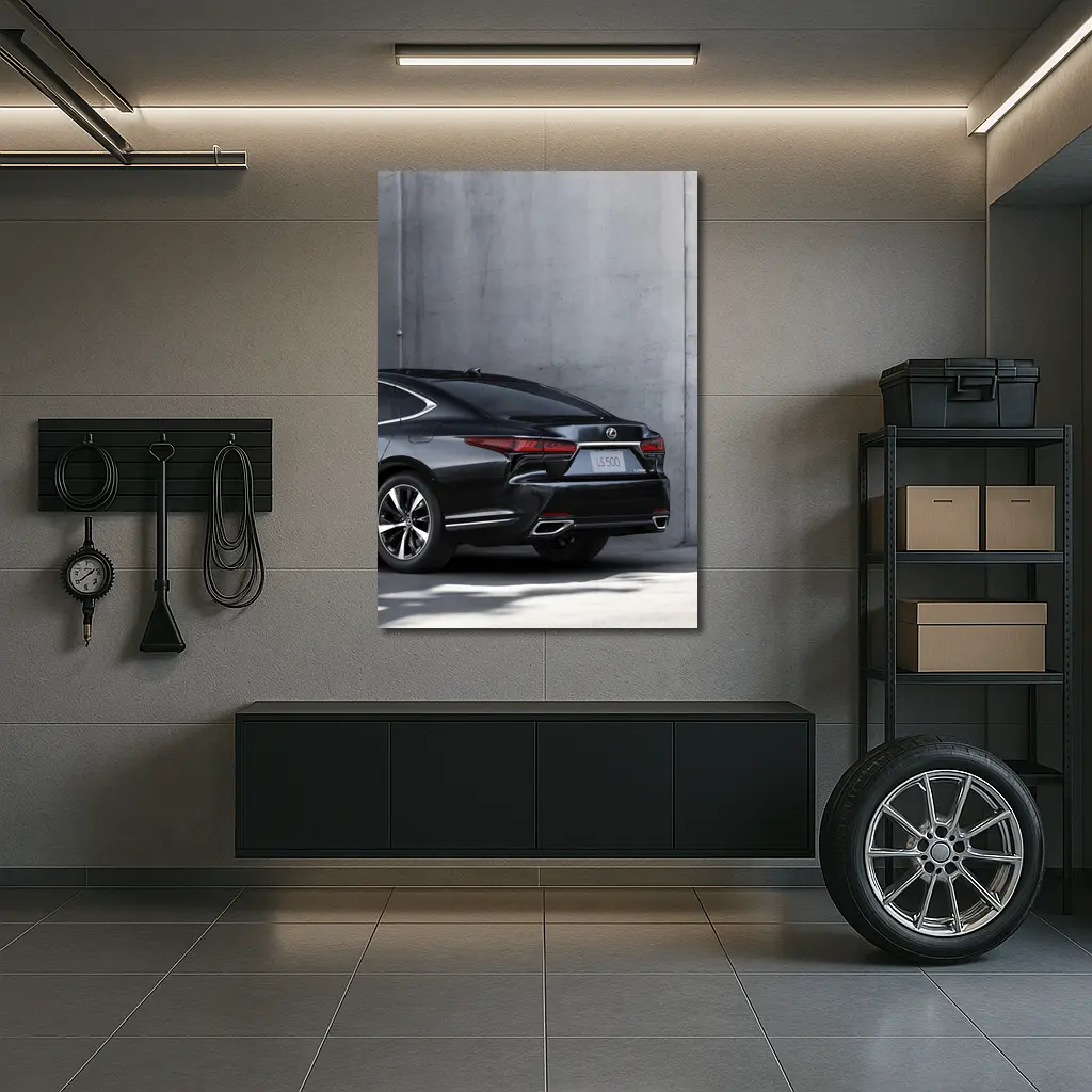 Lexus LS Five Hundred Black Concrete Wall – Wall Art