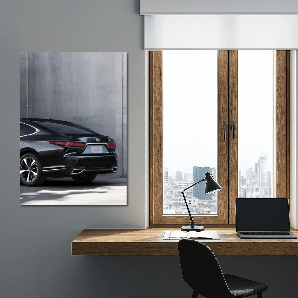 Lexus LS Five Hundred Black Concrete Wall – Wall Art