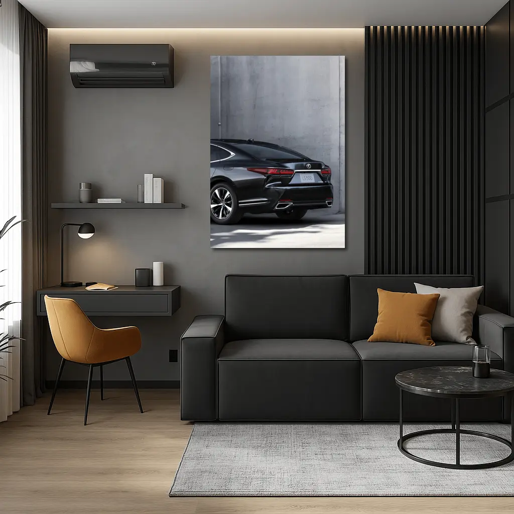 Lexus LS Five Hundred Black Concrete Wall – Wall Art