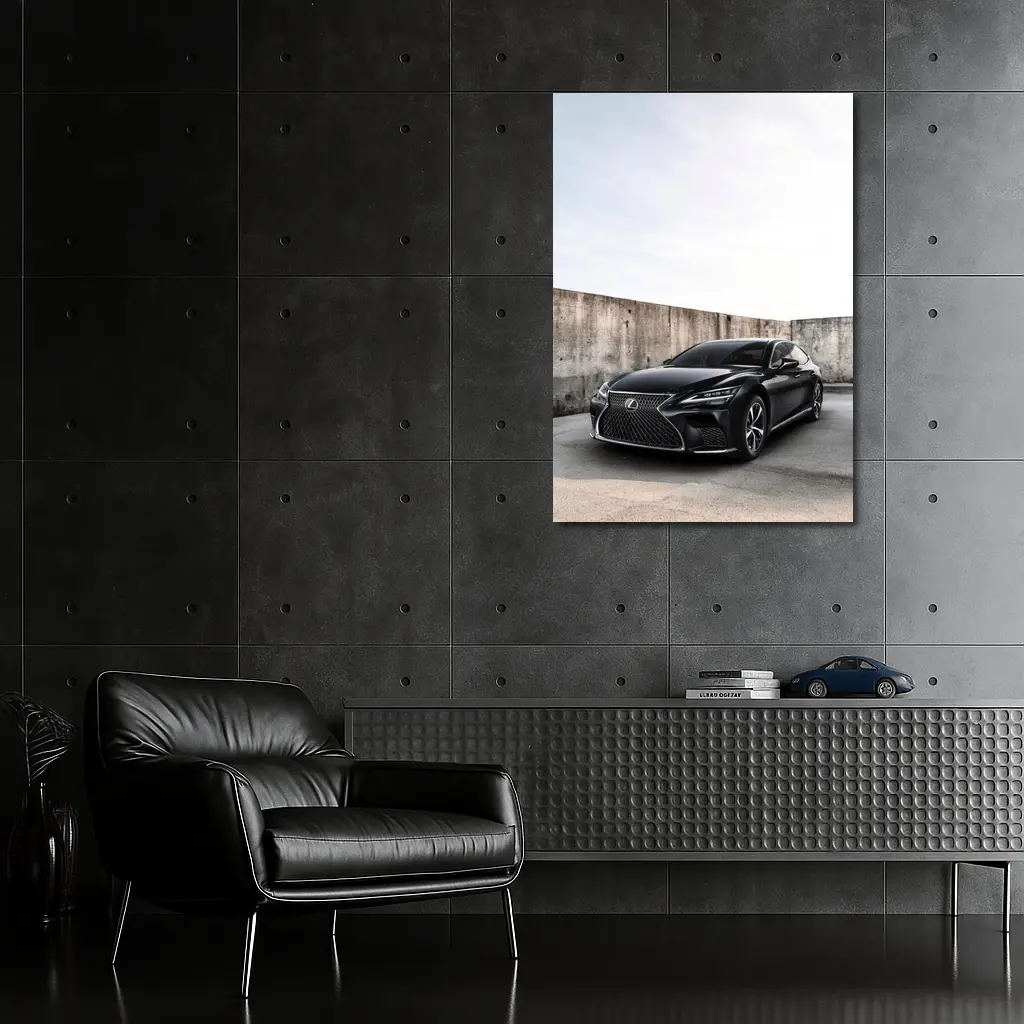 Lexus LS Black Sedan Urban Concrete Wall – Wall Art