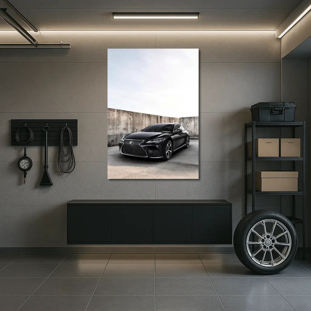 Lexus LS Black Sedan Urban Concrete Wall – Wall Art