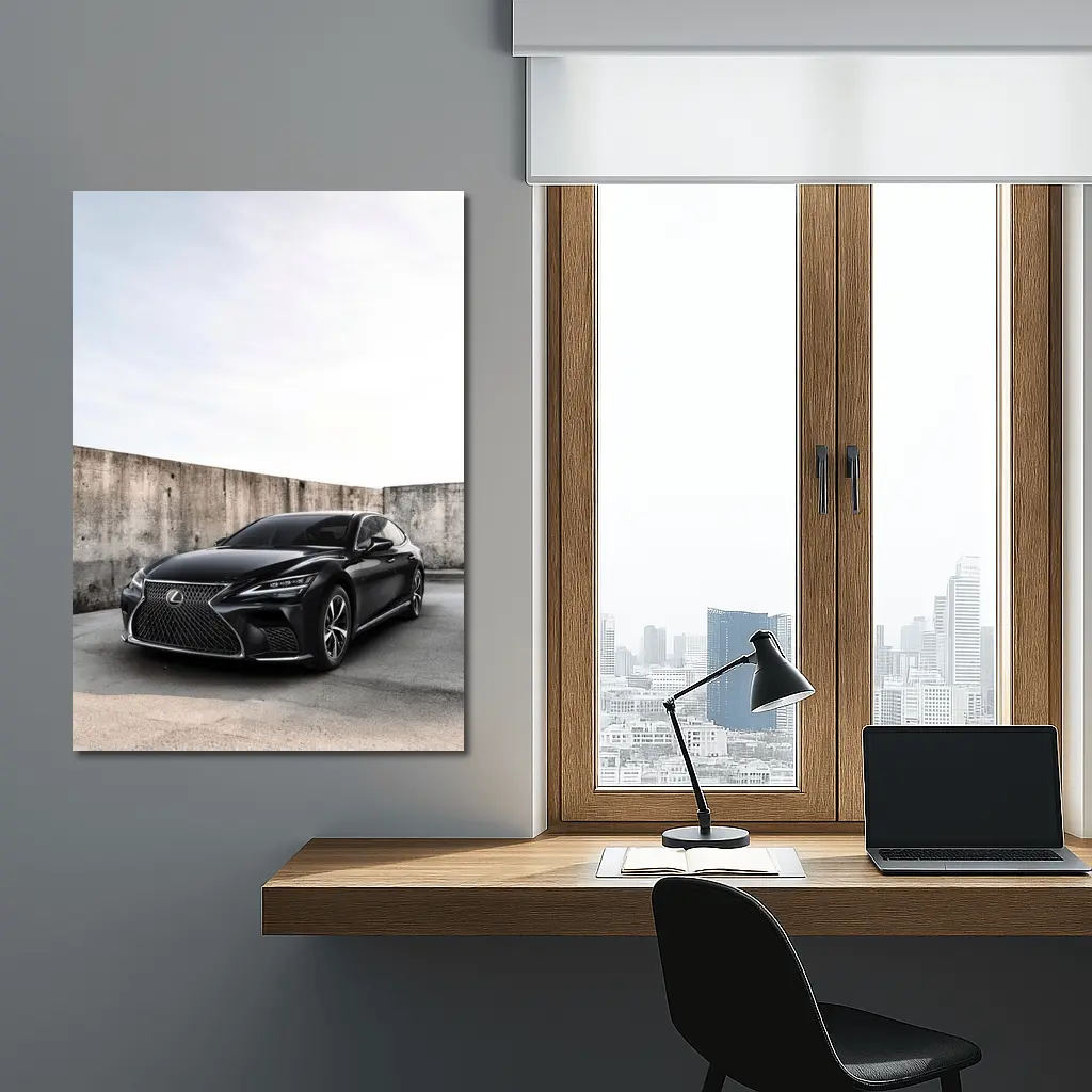 Lexus LS Black Sedan Urban Concrete Wall – Wall Art