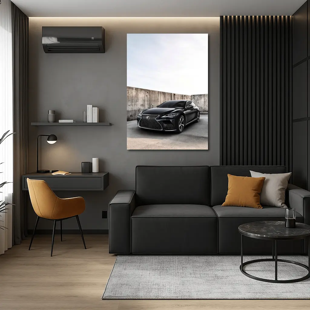 Lexus LS Black Sedan Urban Concrete Wall – Wall Art