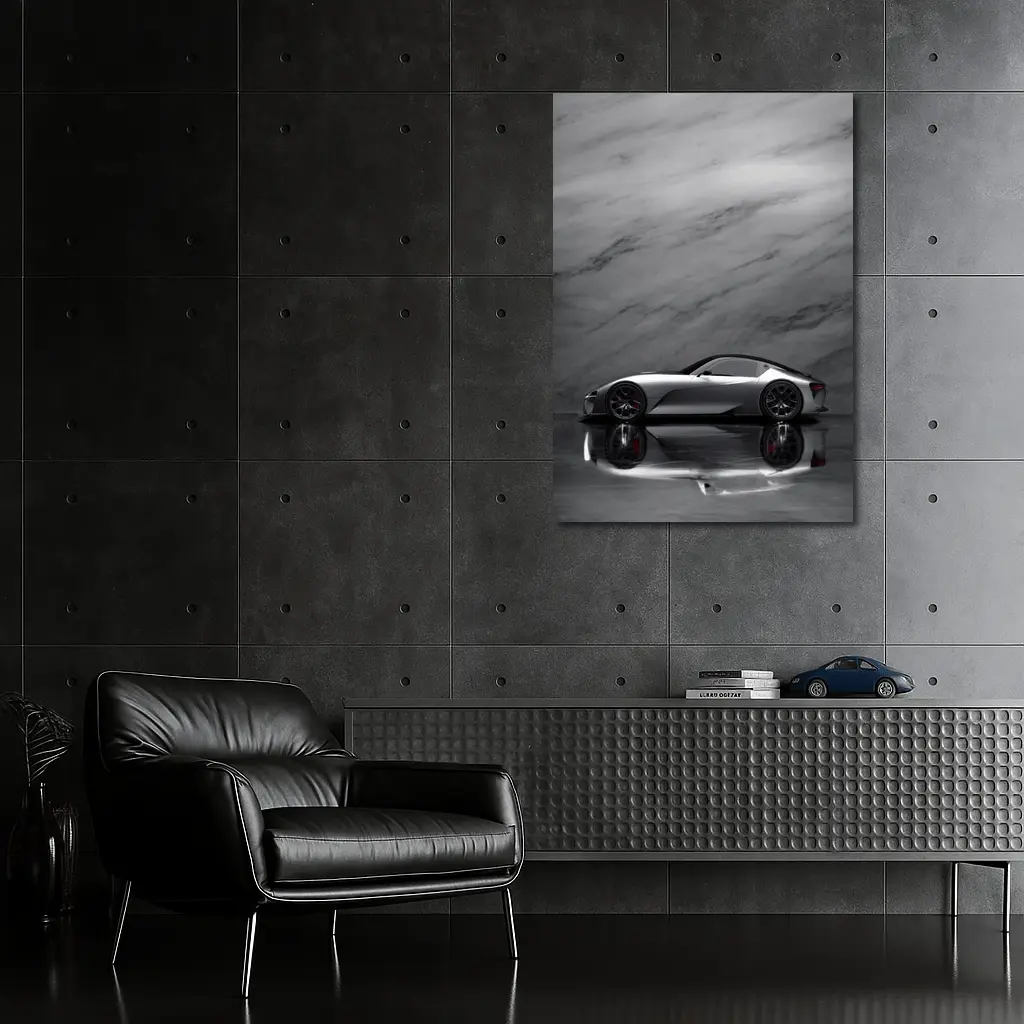 Lexus BEV Sport Concept Silver Marble Background – Wall Art