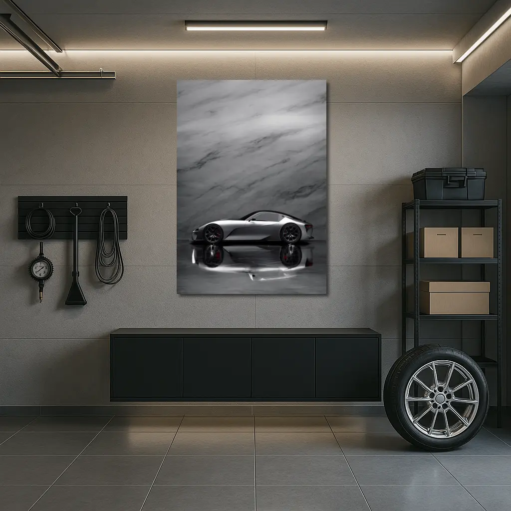 Lexus BEV Sport Concept Silver Marble Background – Wall Art