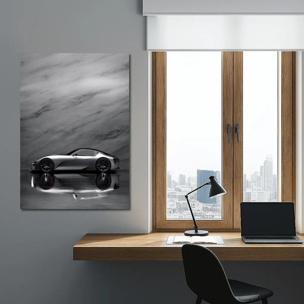 Lexus BEV Sport Concept Silver Marble Background – Wall Art