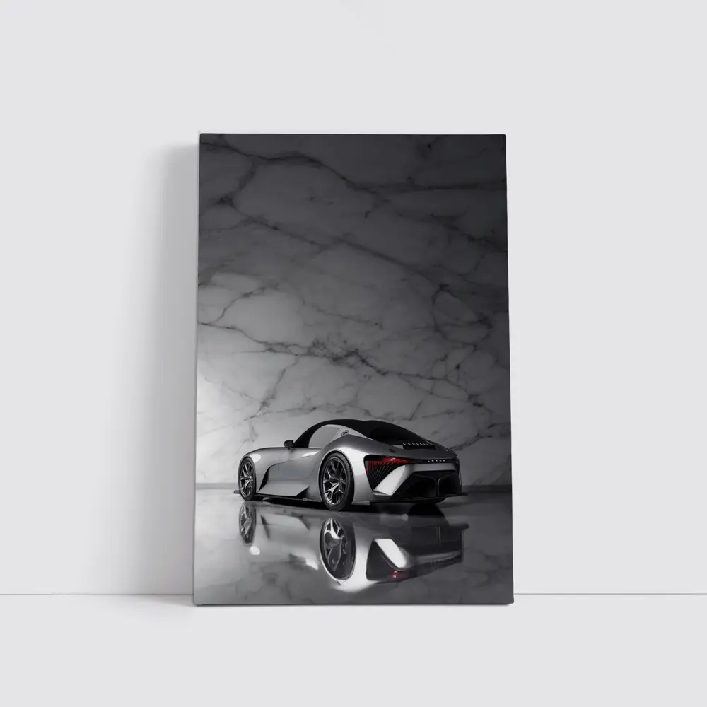 Lexus BEV Sport Concept Silver Marble Background – Wall Art