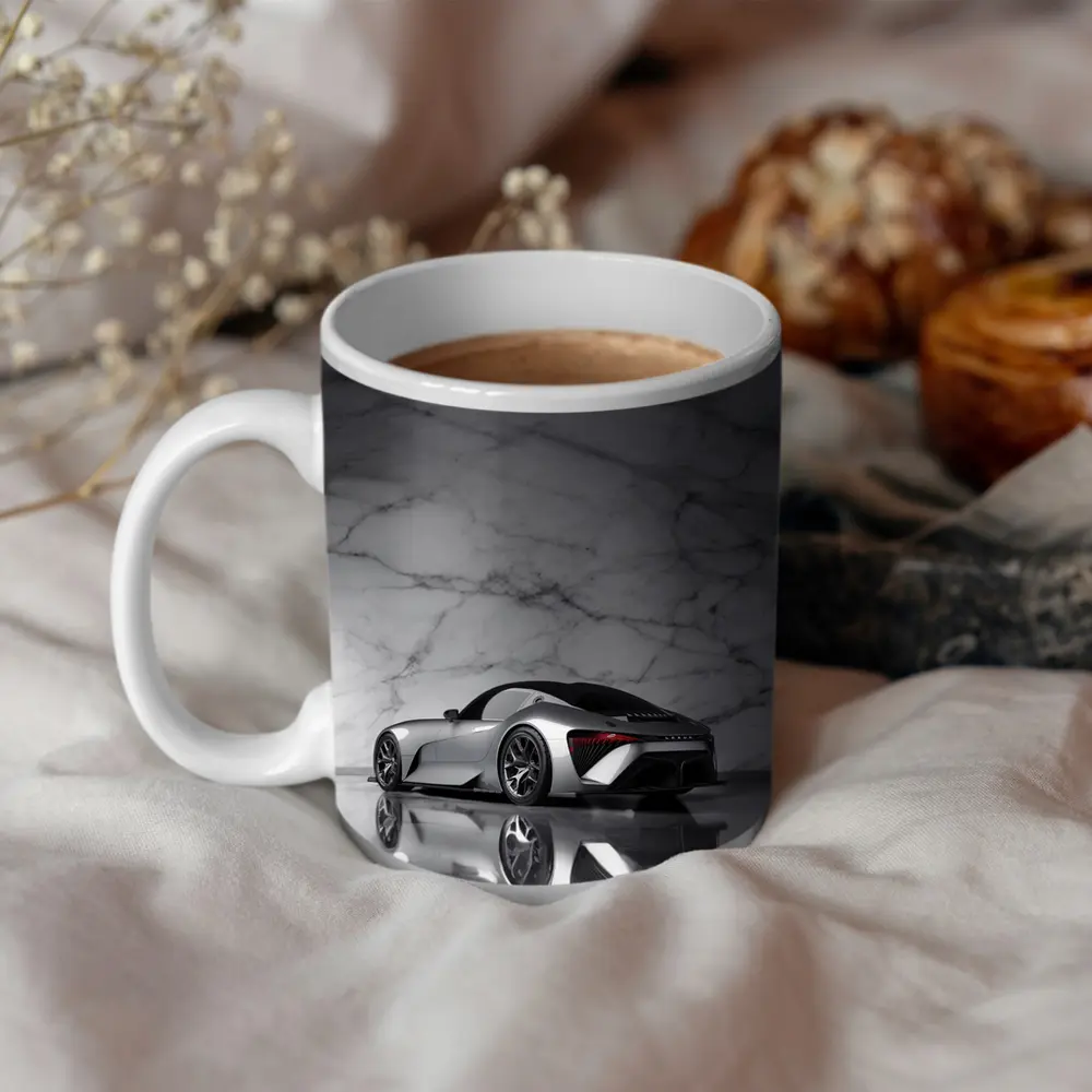 Lexus BEV Sport Concept Silver Marble Background – Mugs