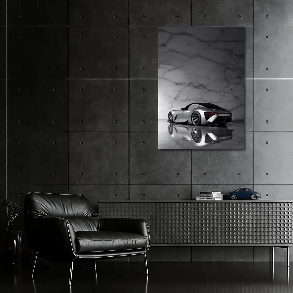 Lexus BEV Sport Concept Silver Marble Background – Wall Art