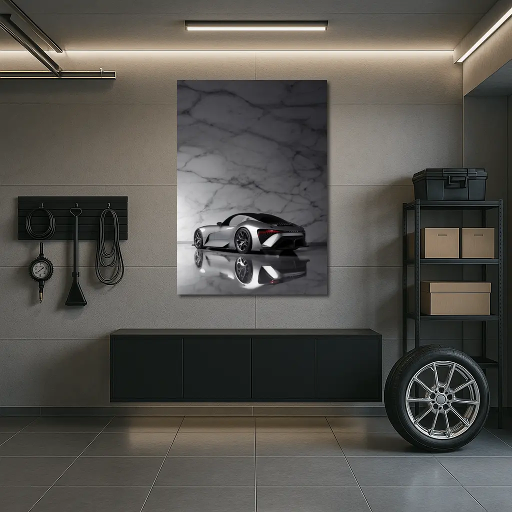 Lexus BEV Sport Concept Silver Marble Background – Wall Art