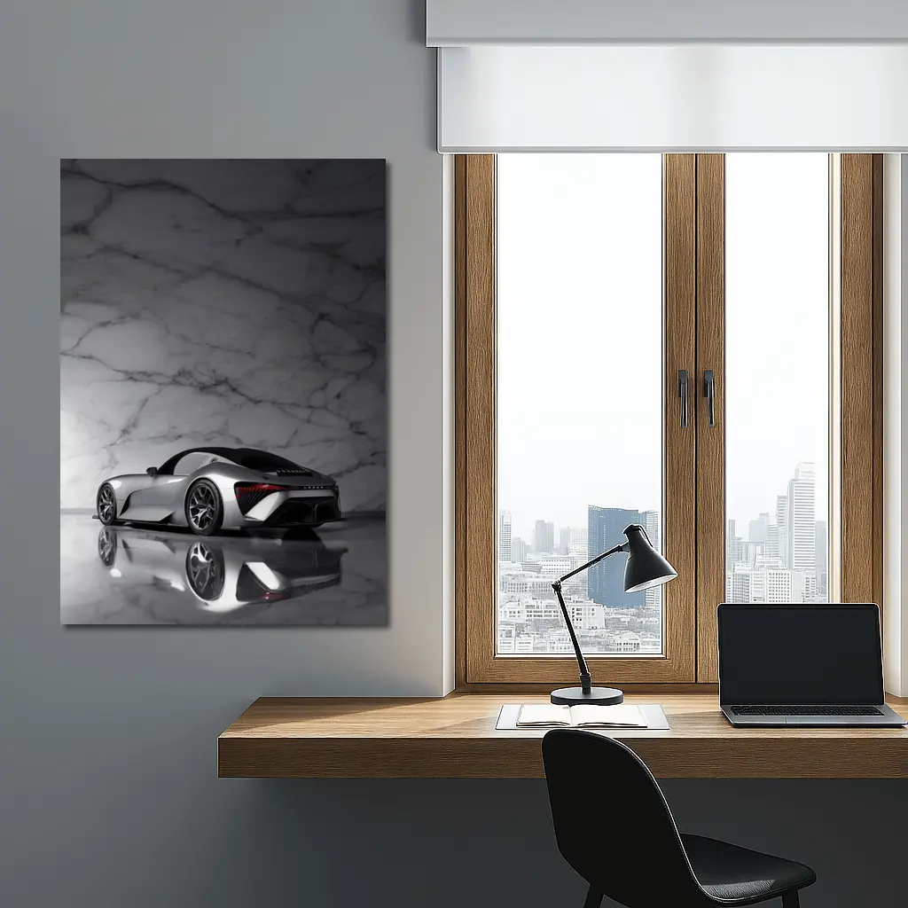 Lexus BEV Sport Concept Silver Marble Background – Wall Art