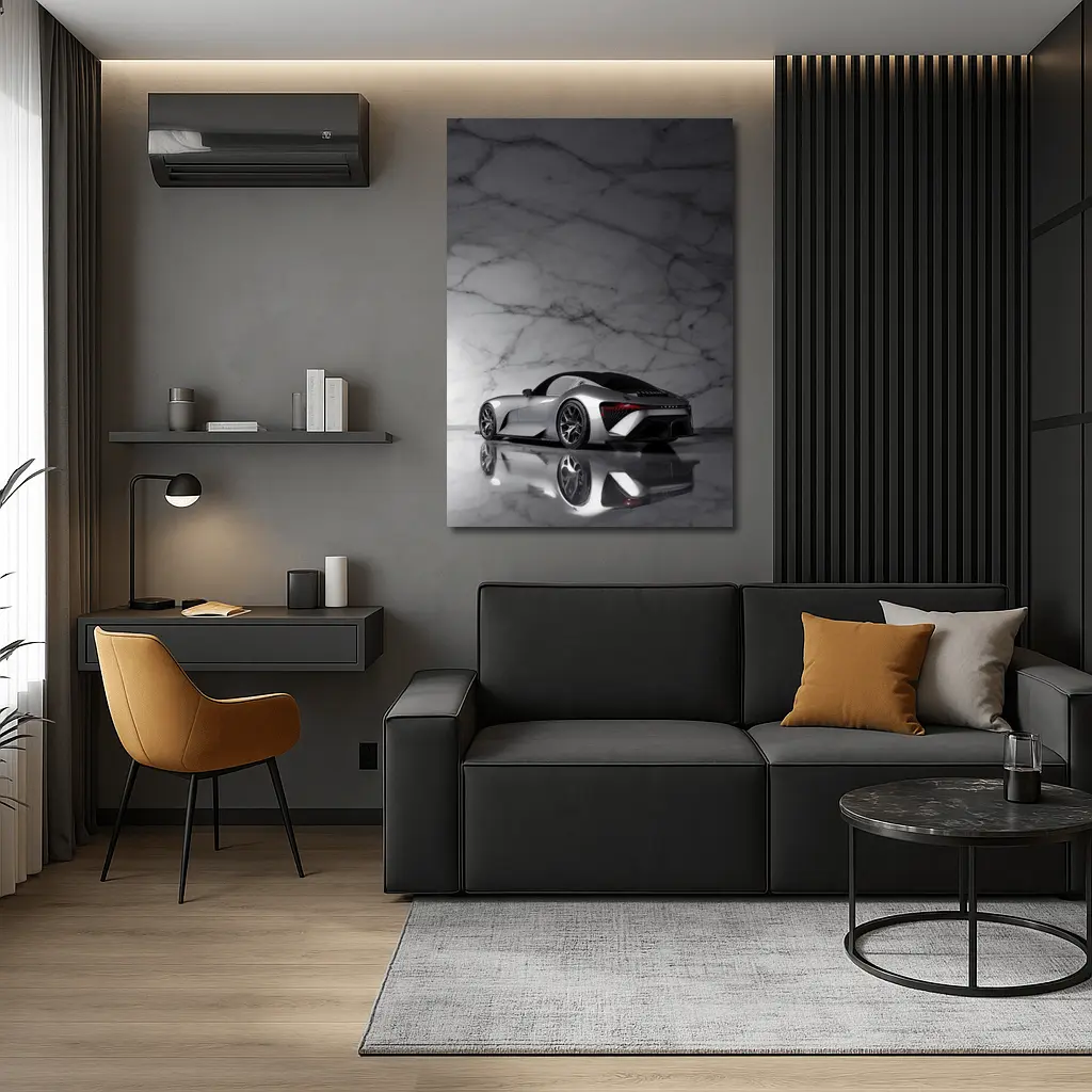 Lexus BEV Sport Concept Silver Marble Background – Wall Art