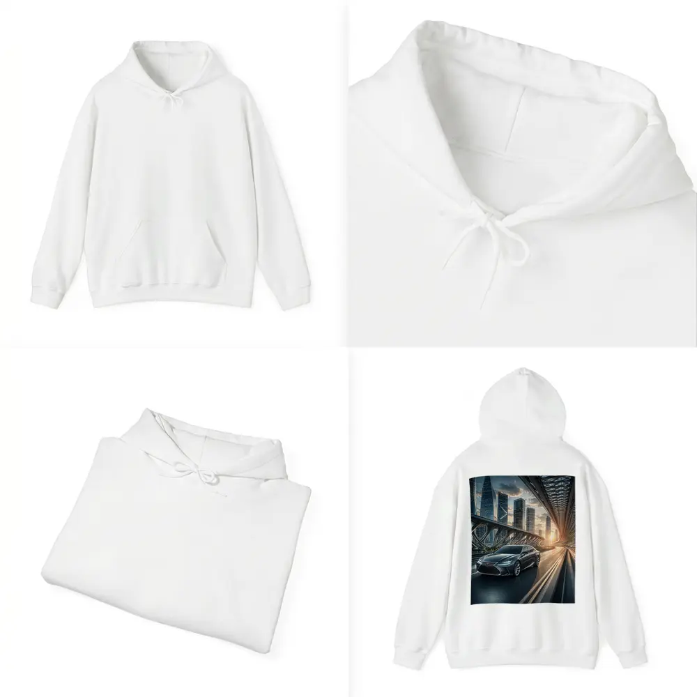 Lexus ES Speeding Across Futuristic City Bridge – Hoodies