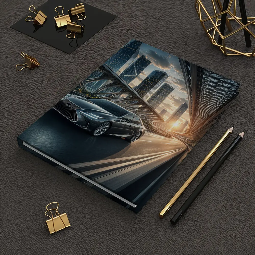 Lexus ES Speeding Across Futuristic City Bridge – Notebooks