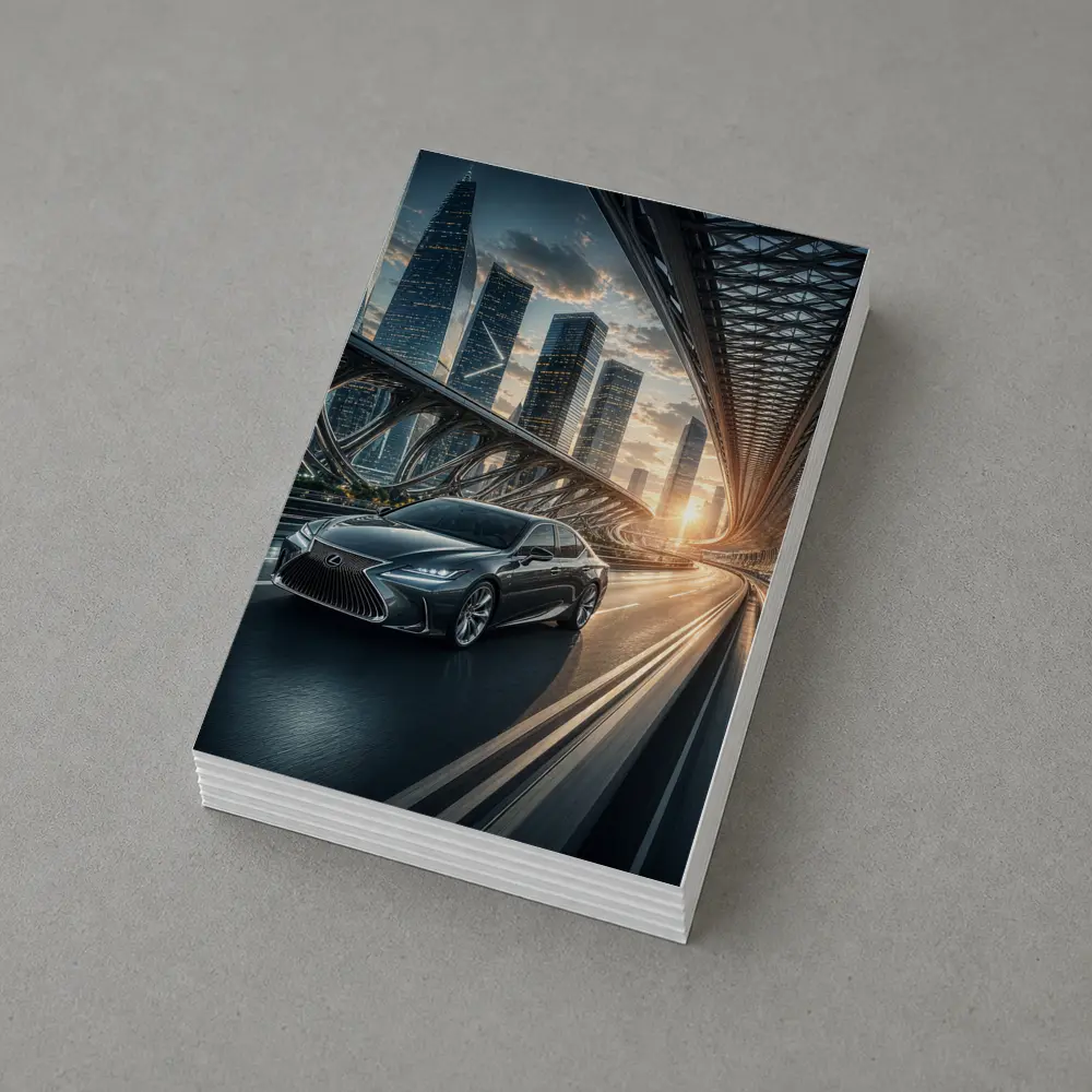 Lexus ES Speeding Across Futuristic City Bridge – Postcards