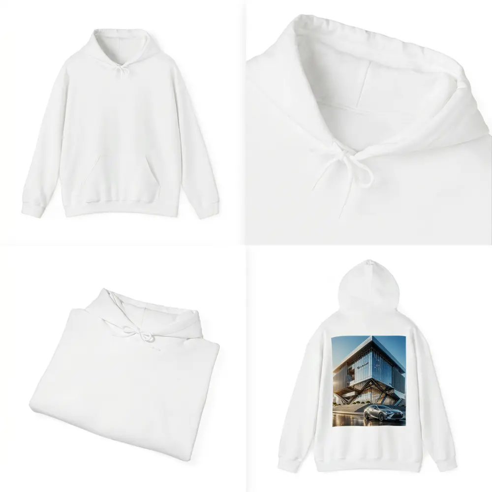 Lexus ES Silver Sedan Modern Glass Building – Hoodies