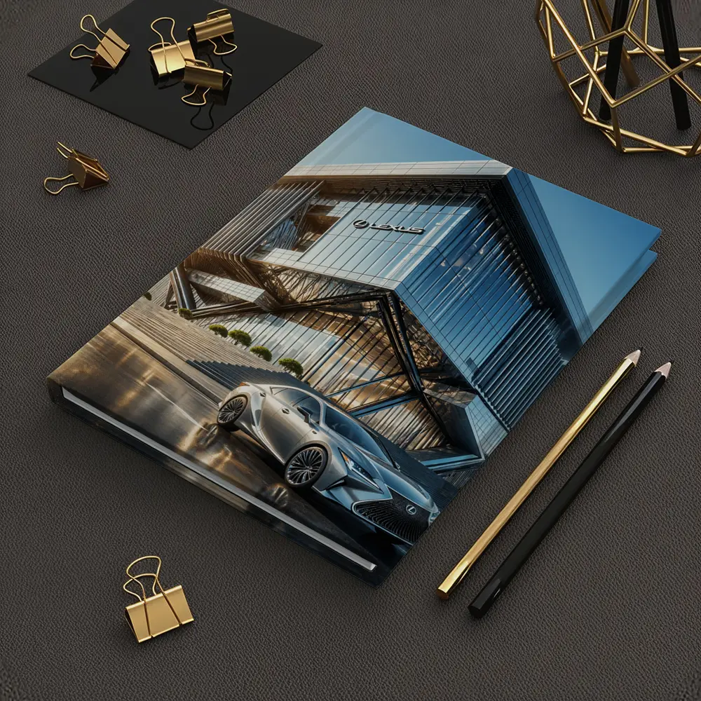 Lexus ES Silver Sedan Modern Glass Building – Notebooks