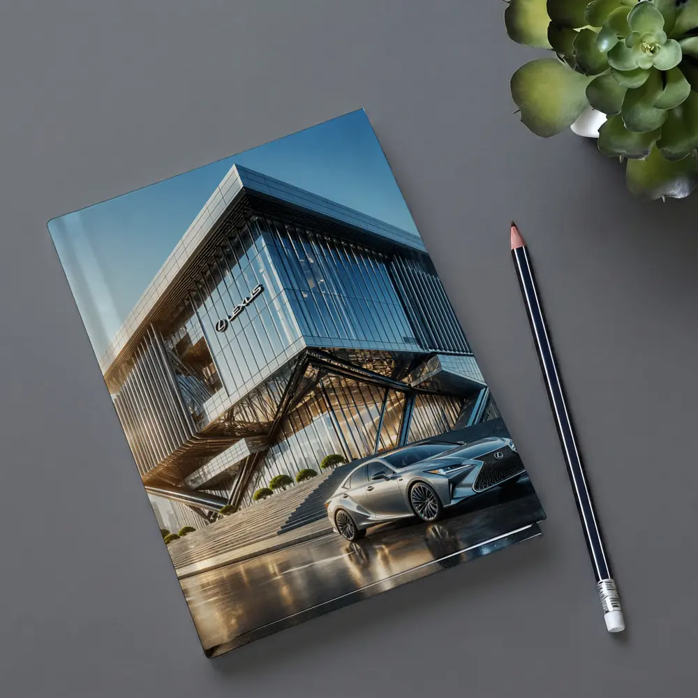 Lexus ES Silver Sedan Modern Glass Building – Notebooks