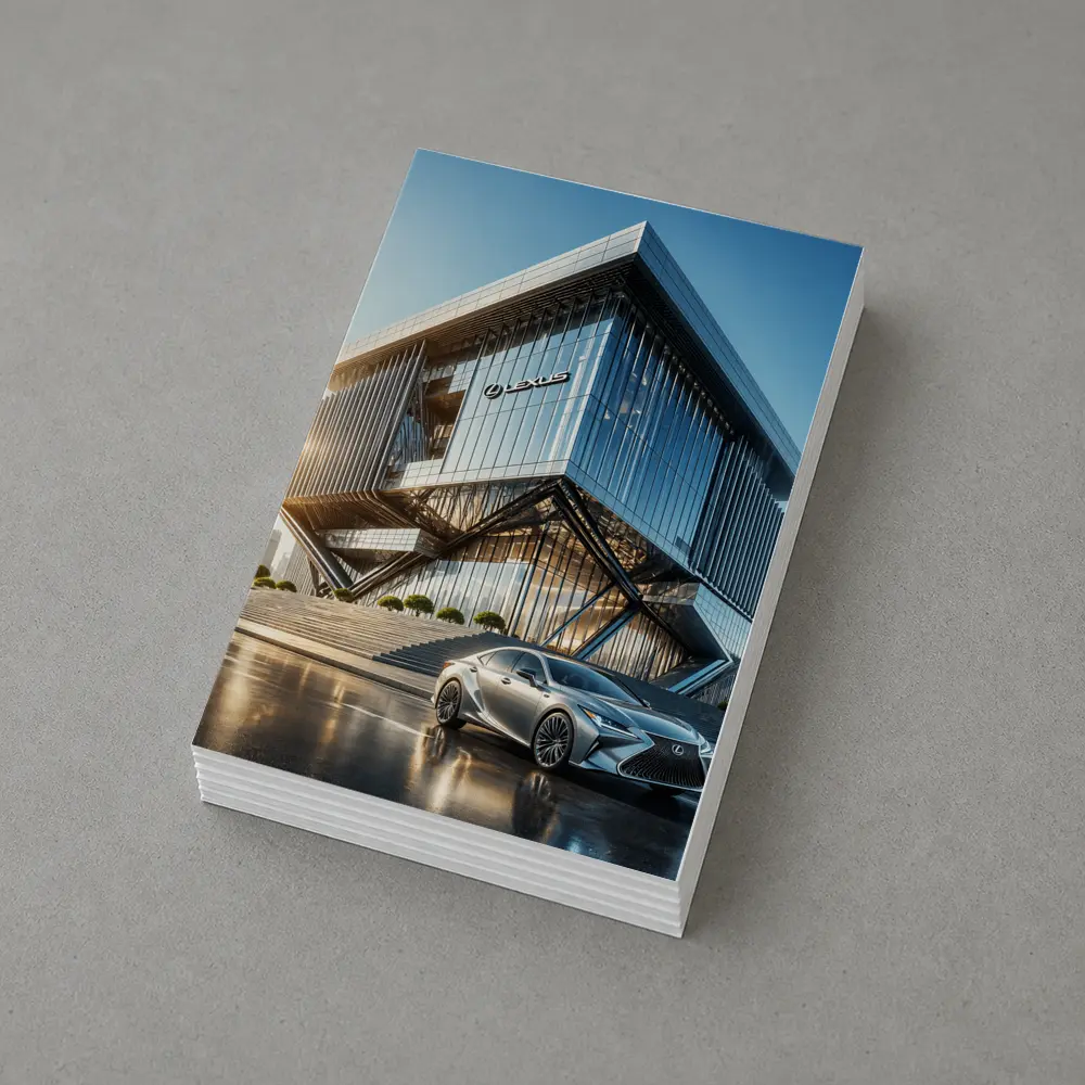 Lexus ES Silver Sedan Modern Glass Building – Postcards