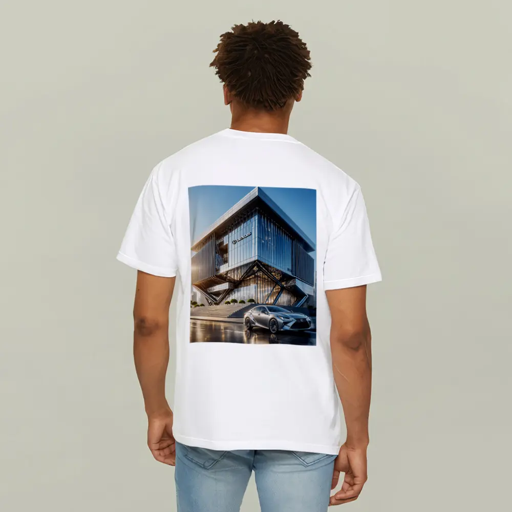 Lexus ES Silver Sedan Modern Glass Building – T-Shirts
