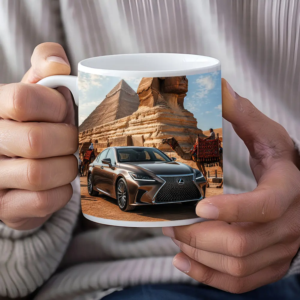 Lexus LS Egypt Pyramids Sphinx Desert – Mugs